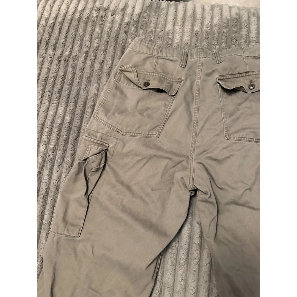 Chaps Mens Khaki Tan Cotton Cargo Pants Straight Leg 32x32 Utility Workwear